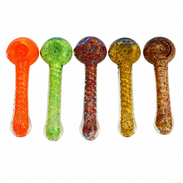 3" Silver Fumed Multicolor Spiral Frit Glass Pipe