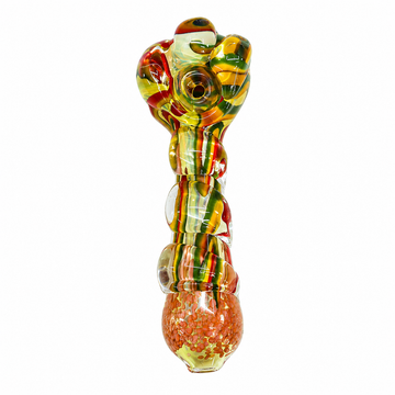 4.5" Heavy Spiral Twisted Glass Spoon Pipe with Crown Knobs & Frit Base