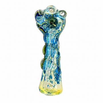 4.5" Heavy Spiral Twisted Glass Spoon Pipe with Crown Knobs & Fumed Base
