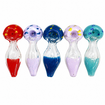4.5" Mushroom Speckled Teardrop Glass Spoon Pipe
