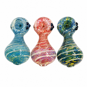 4.5" Webbed Teardrop Glass Spoon Pipe with Spiral Wraps & Roll-Stops