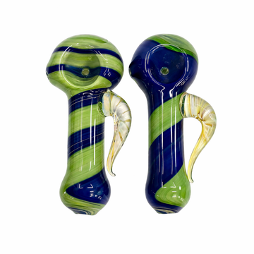 4.5" Striped Glass Hand Pipe with Horn Handle