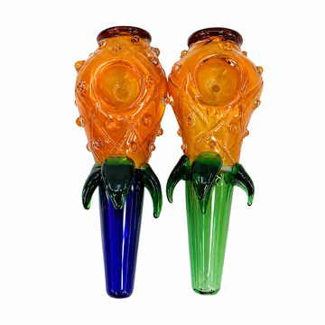 4.5" Pineapple Glass Hand Pipe with Leaf Accents