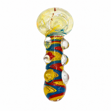 4.5" Fumed Swirl Glass Spoon Pipe with Raised Marble Nubs