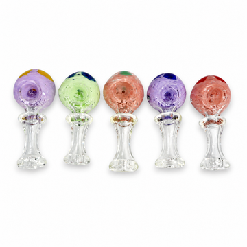 4.5" Frit Bowl Pedestal Glass Hand Pipe with Clear Hourglass