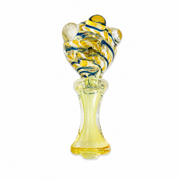 4.5" Fumed Swirl Pedestal Glass Hand Pipe with Crown Marbles