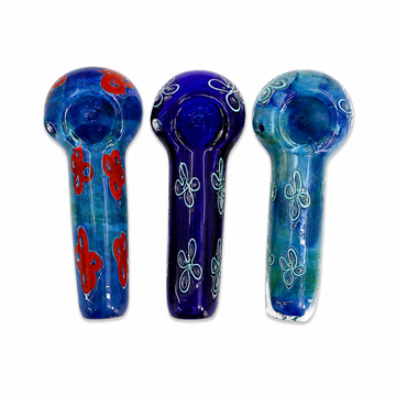 4.5" Flower / Floral Motif Glass Spoon Pipe