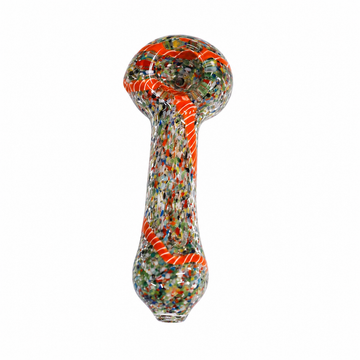 3" Frit Glass Hand Pipe with Wrapped Snake Line Accent