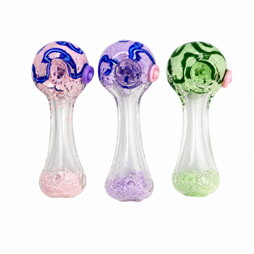4.5" Pastel Frit & Swirl Glass Spoon Pipes