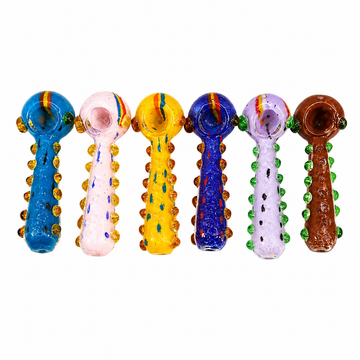 4.5" Studded / Spiked Textured Glass Spoon Pipes