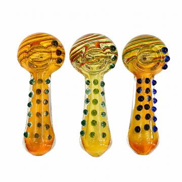4.5" Swirled Crown & Multi-Dot Accent Glass Spoon Pipes