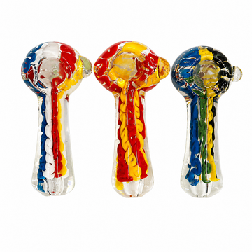 4.5" Braided Ribbon Core Glass Spoon Pipes