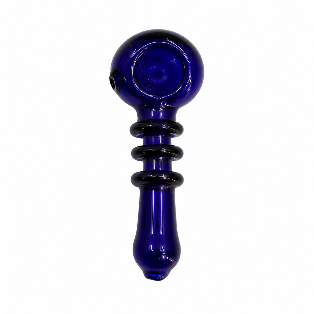 4.5" Triple-Ringed Ribbed Handle Glass Spoon Pipes