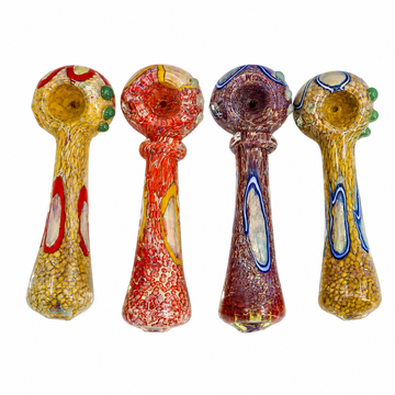 4.5" Reptilian Honeycomb Frit & Line Window Glass Spoon Pipes