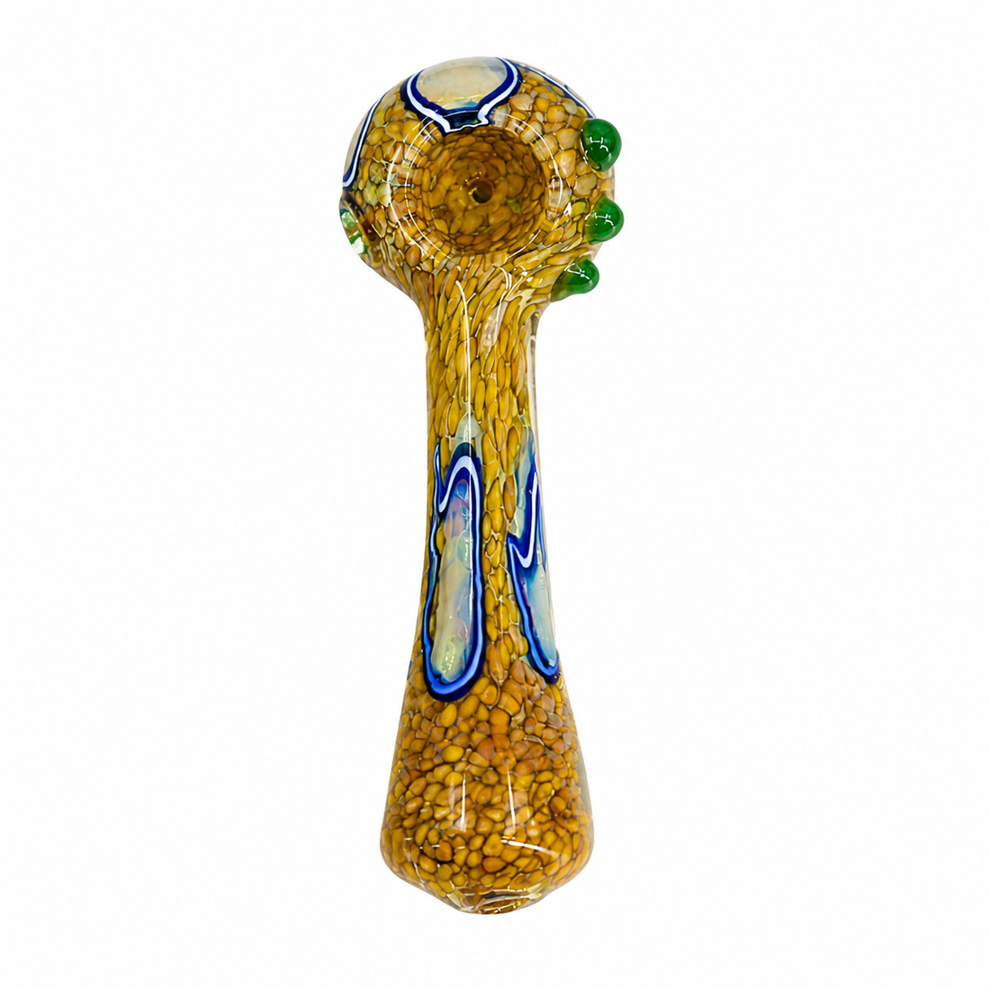 4.5" Reptilian Honeycomb Frit & Line Window Glass Spoon Pipes