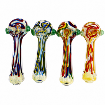 3.5" Multicolor Swirl Striped Glass Spoon Pipes
