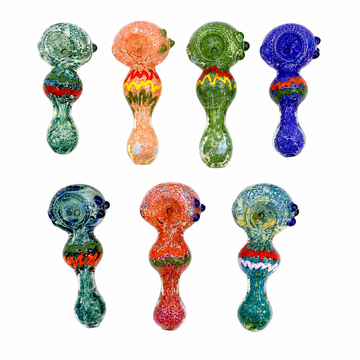 4" Frit & Wig-Wag Glass Spoon Pipe – Assorted Colors