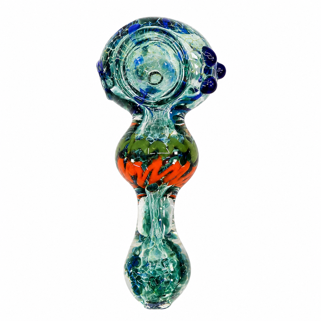 4" Frit & Wig-Wag Glass Spoon Pipe – Assorted Colors