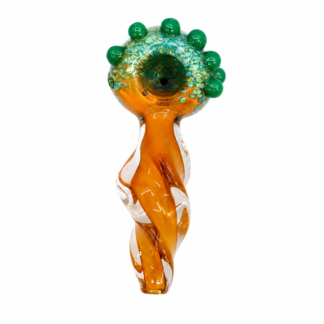 5.5" Color Frit Twisted Glass Spoon Pipe with Marble Accents