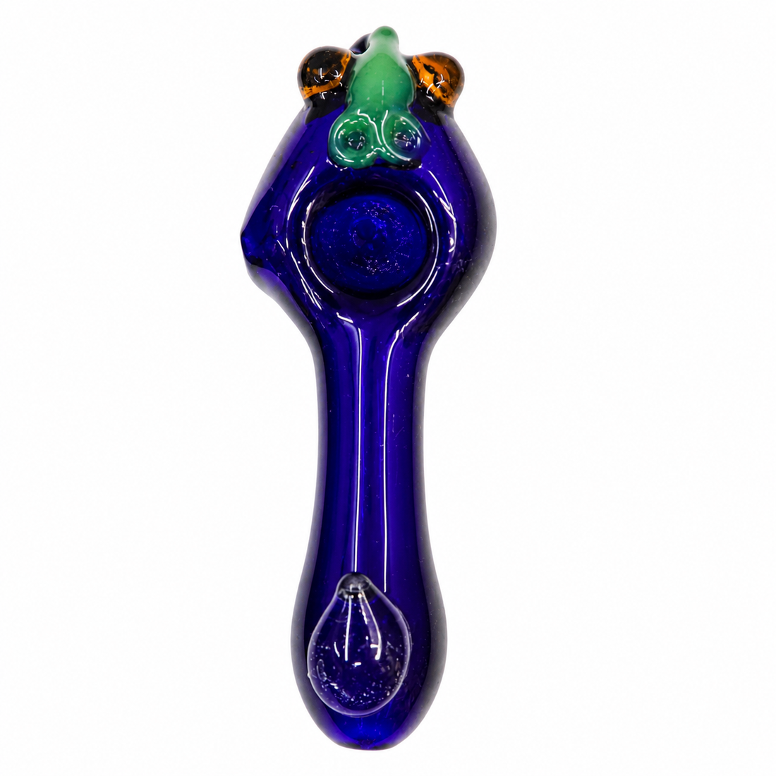 5" Color Glass Owl Spoon Pipe with Raised Accents