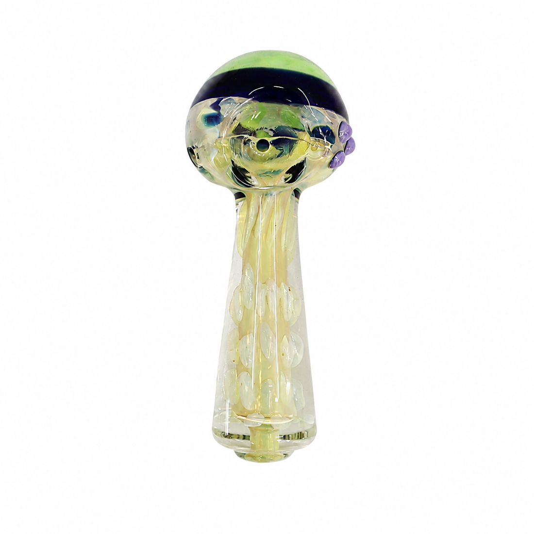 5" Color-Block Frit Glass Spoon Pipe with Raised Dot Accents – Assorted Colors