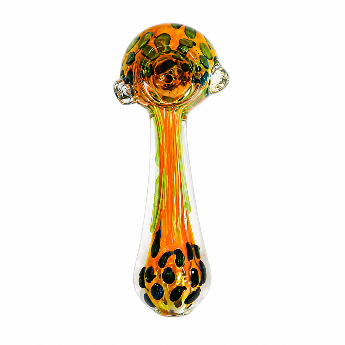 5" Spotted Dot & Drip Glass Spoon Pipe with Side Marble Accents – Assorted Colors