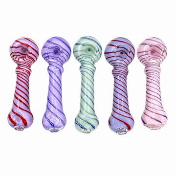 5" Spiral Wrap Glass Spoon Pipe – Assorted Colors