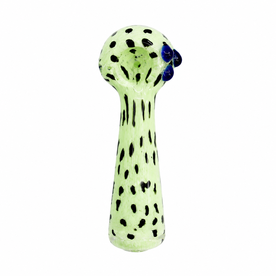 5" Speckled Frit Glass Spoon Pipe with Triple Marble Accents – Assorted Colors