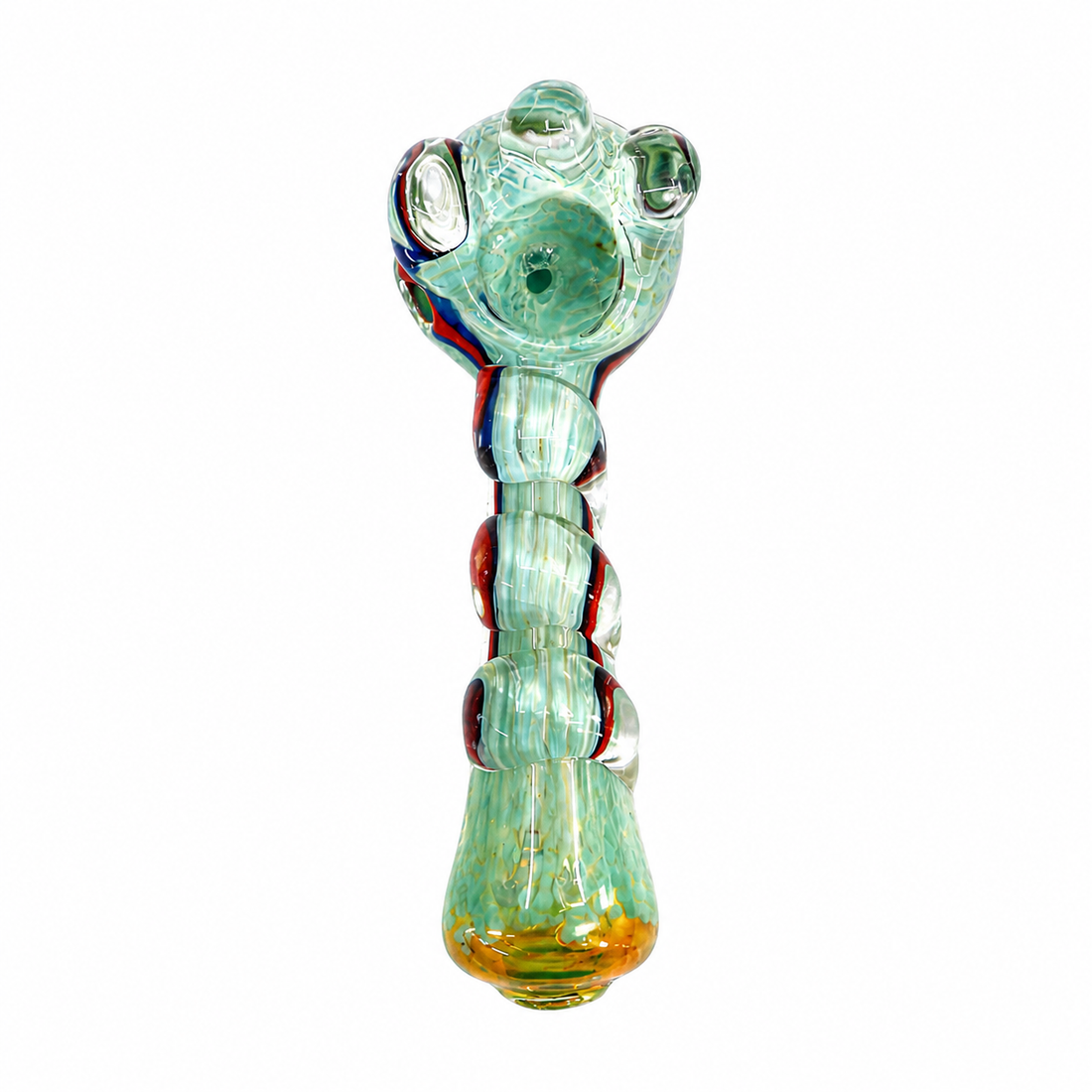 5.5" Frit Glass Spoon Pipe with Raised Coil Grip & Marble Accents – Assorted Colors