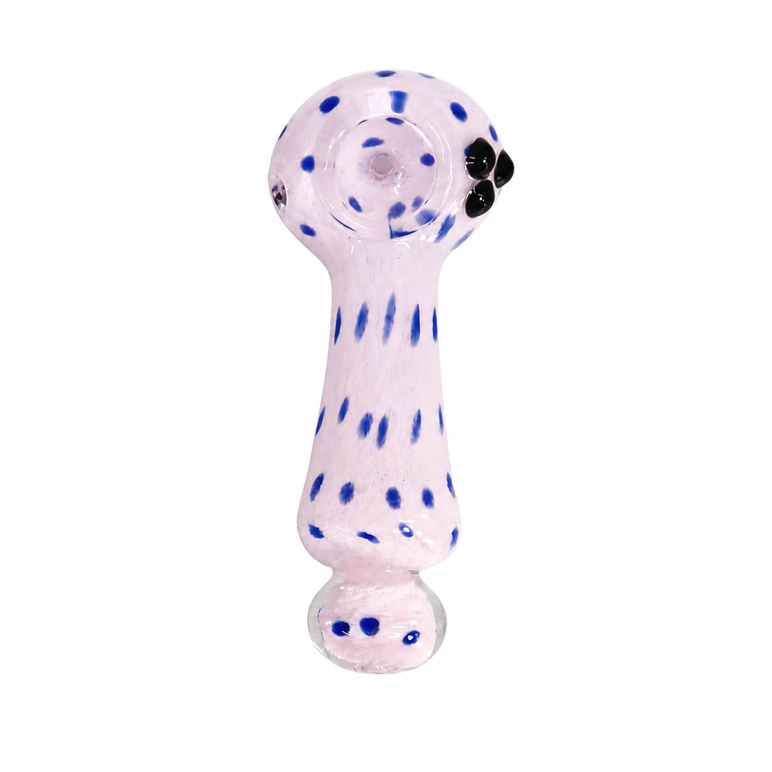 5" Pastel Spotted Glass Spoon Pipe with Ball-End Mouthpiece & Triple Marble Accents – Assorted Colors