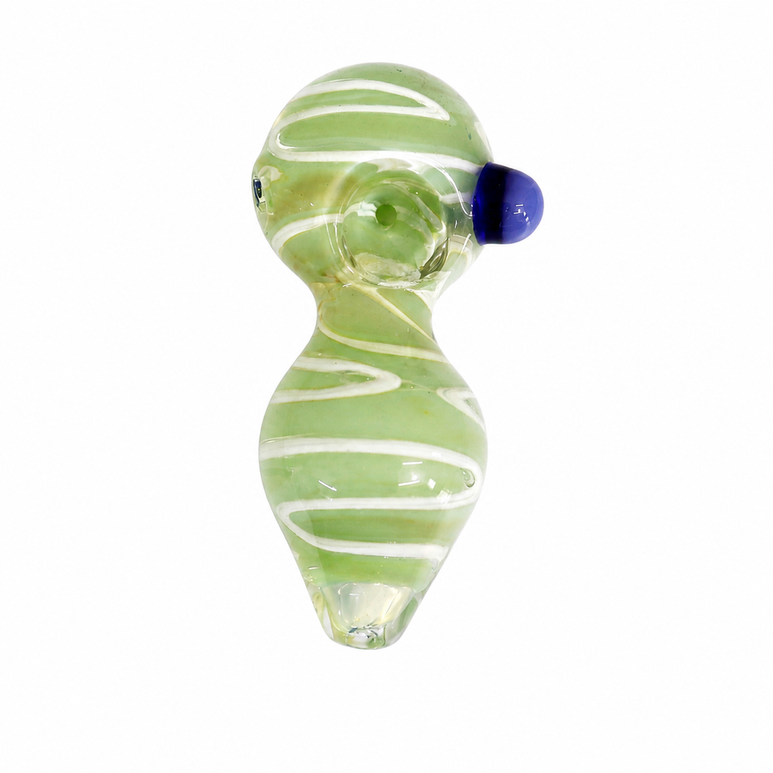 4.5" Pastel Ribbon Swirl Glass Spoon Pipe with Oversized Side Marble – Assorted Colors