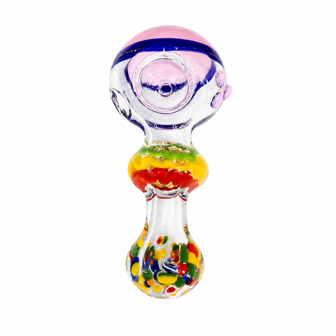5" Two-Tone Multicolor Coil & Confetti Frit Glass Spoon Pipe