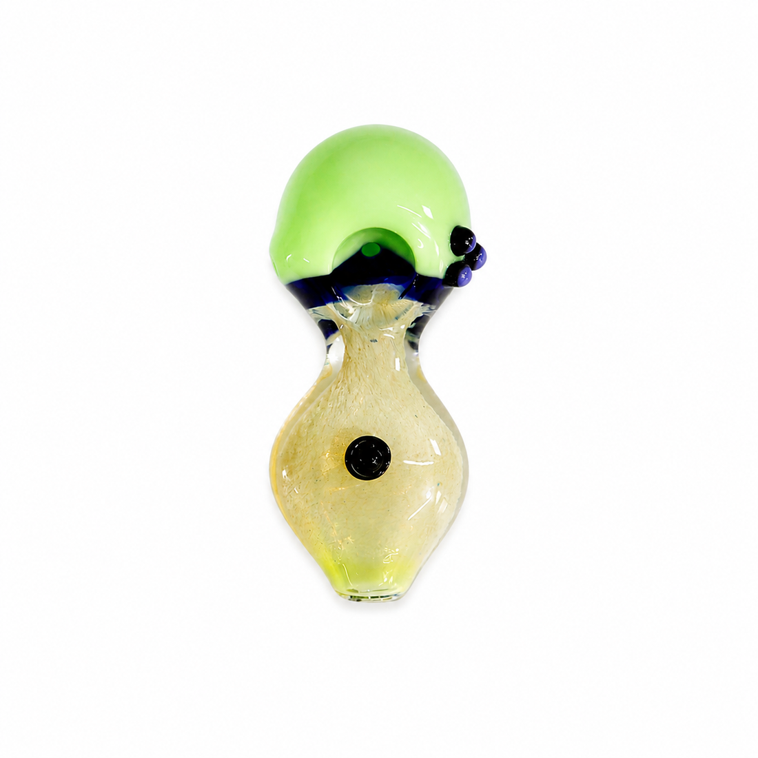 4.5" Color-Capped Fumed Glass Spoon Pipe with Center Dot Accent