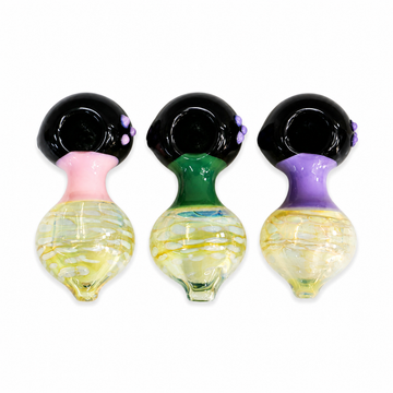 4.5" Tri-Color Capped Fumed Glass Spoon Pipes