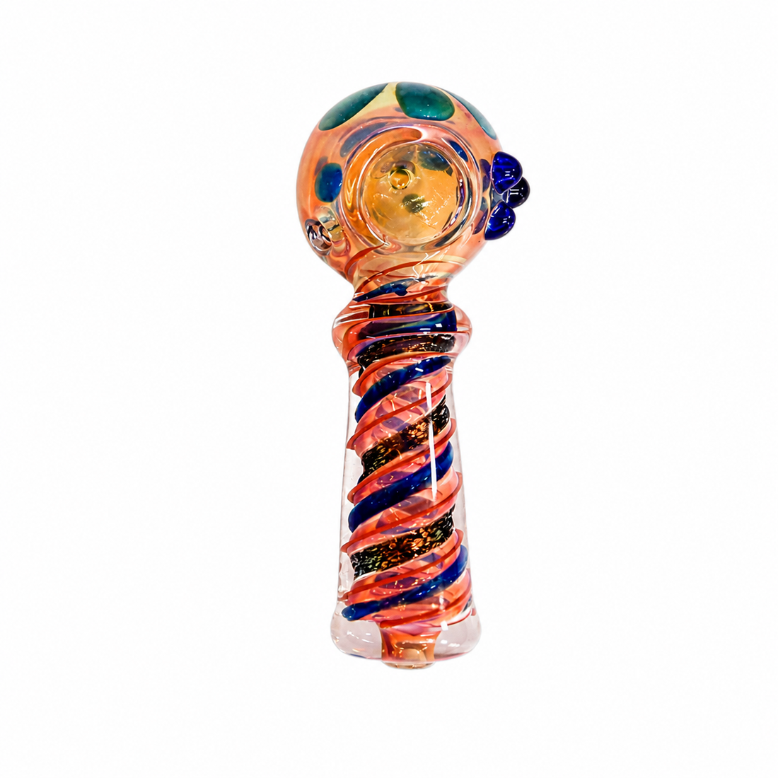 4.5" Fumed Dot & Dichro Spiral Ribbon Glass Spoon Pipes
