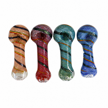 4.5" Dichro Spiral Ribbon & Frit Glass Spoon Pipes