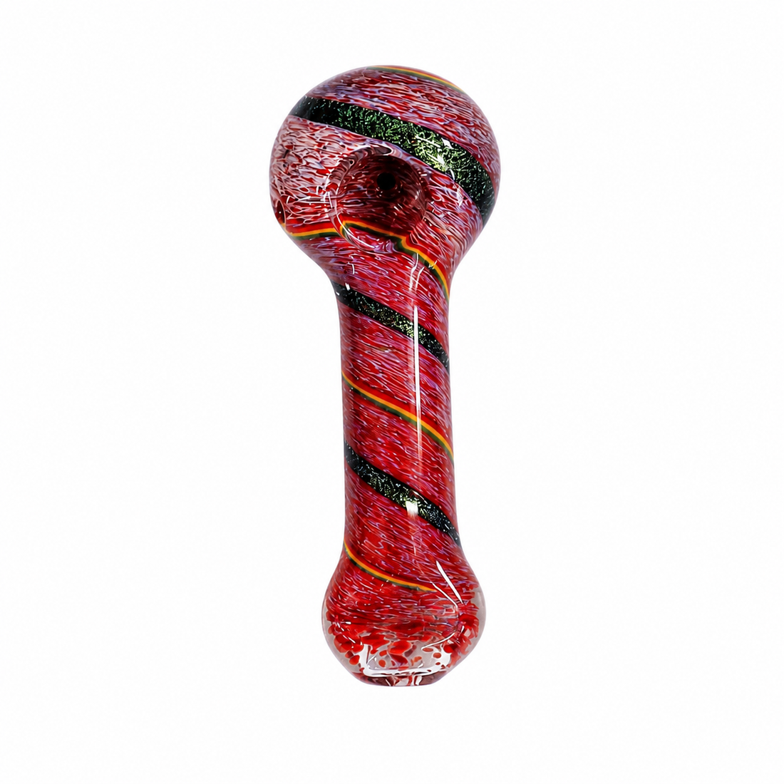 4.5" Dichro Spiral Ribbon & Frit Glass Spoon Pipes