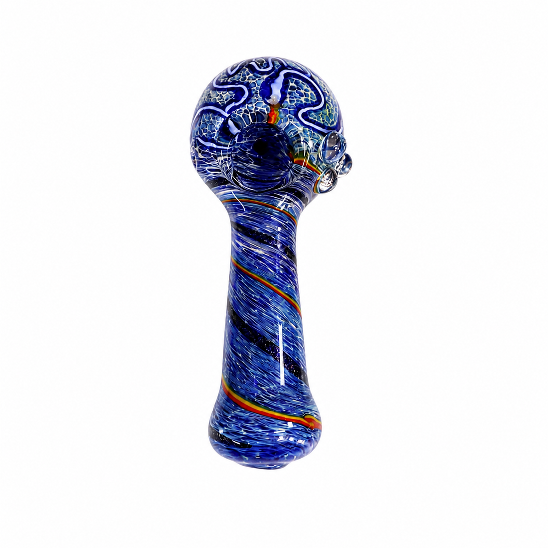 4.5" Swirl Crown & Dichro Spiral Glass Spoon Pipes