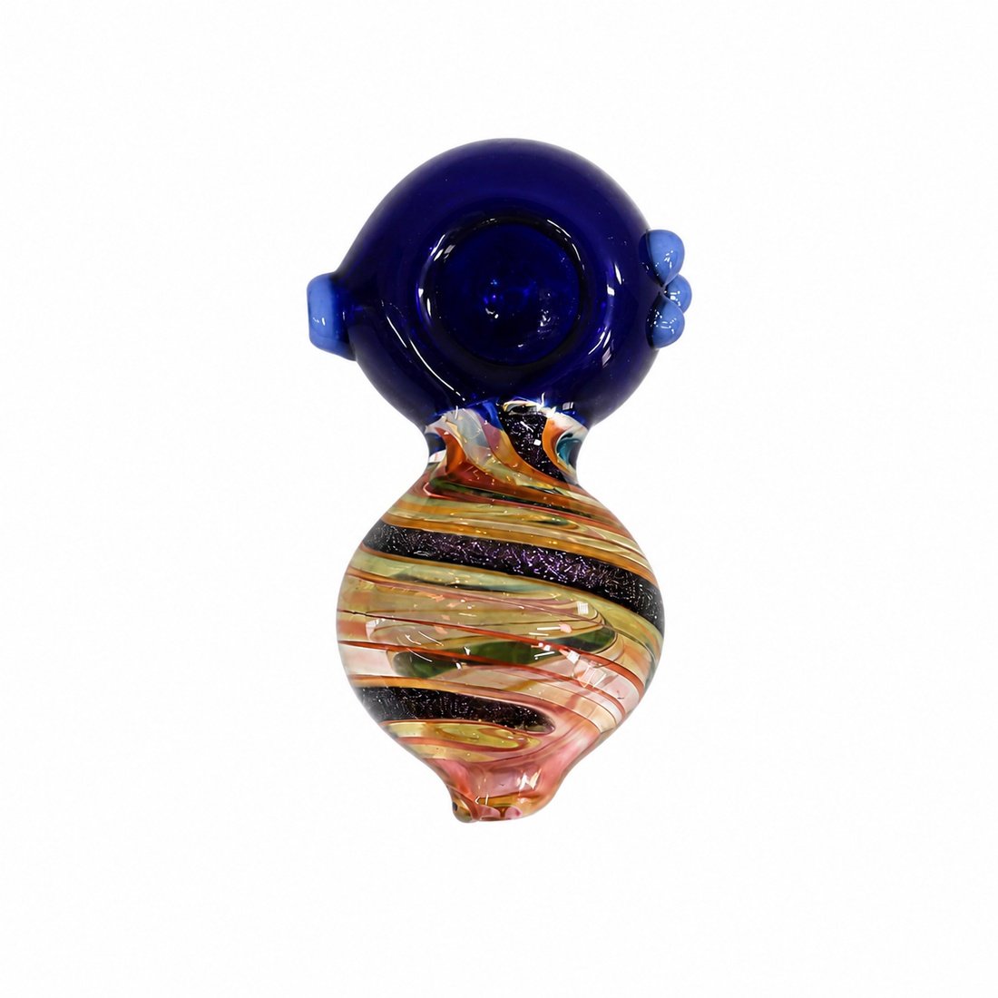 4.5" Color-Capped Dichro Spiral Bulbous Glass Spoon Pipes