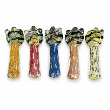 4.5" Crowned Marbles Honeycomb Frit Glass Spoon Pipes