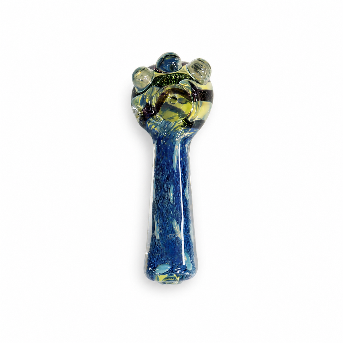 4.5" Crowned Marbles Honeycomb Frit Glass Spoon Pipes