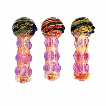 4.5" Swirl Crown & Honeycomb Indented Textured Glass Spoon Pipes