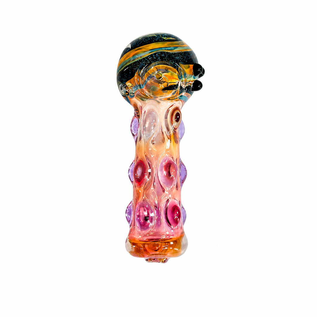 4.5" Swirl Crown & Honeycomb Indented Textured Glass Spoon Pipes
