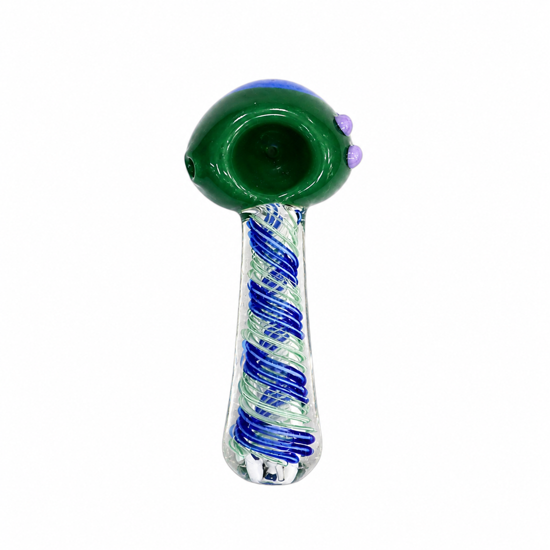 4.5" Color-Capped Spiral Cane Ribbons Glass Spoon Pipes