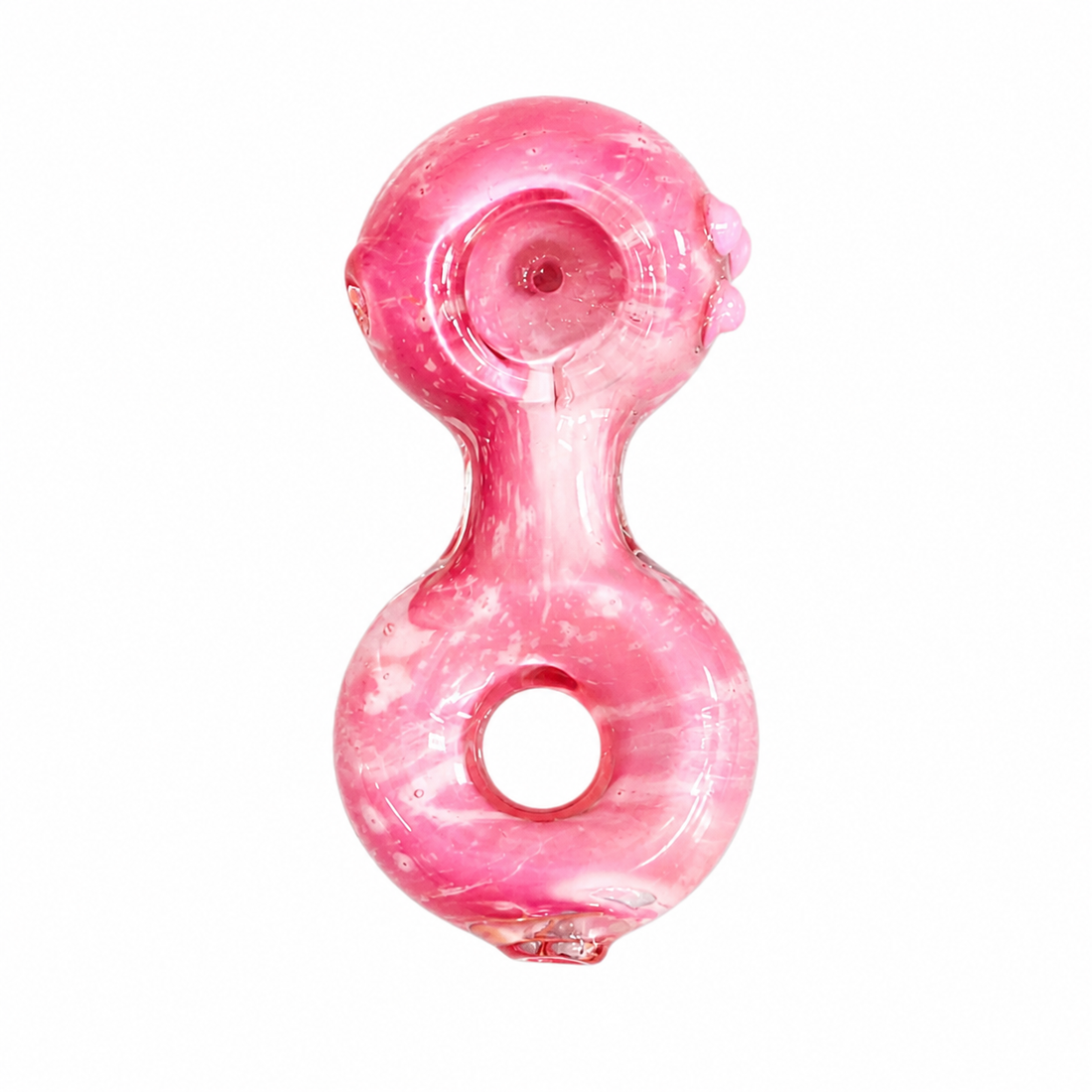 4.5" Donut Hole Handle Swirl Glass Spoon Pipes