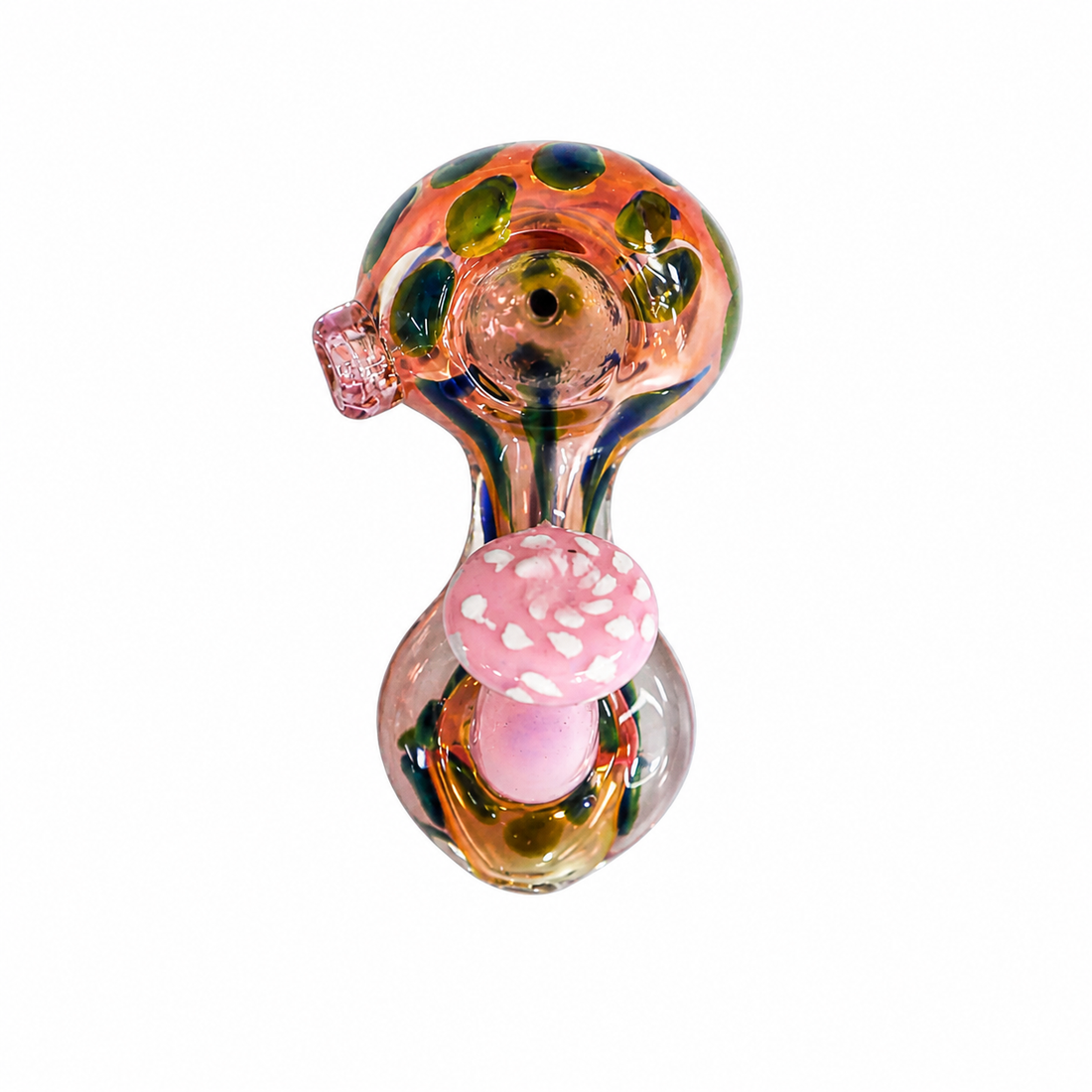 4.5" Mushroom Attachment Polka Dot Amber Glass Spoon Pipes