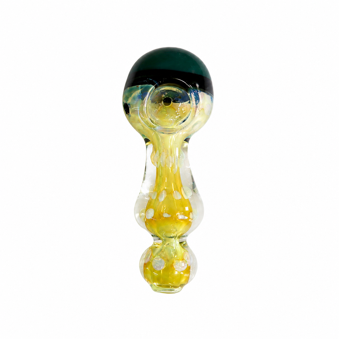 4.5" Color-Capped Multi-Bulb Fumed Glass Spoon Pipes