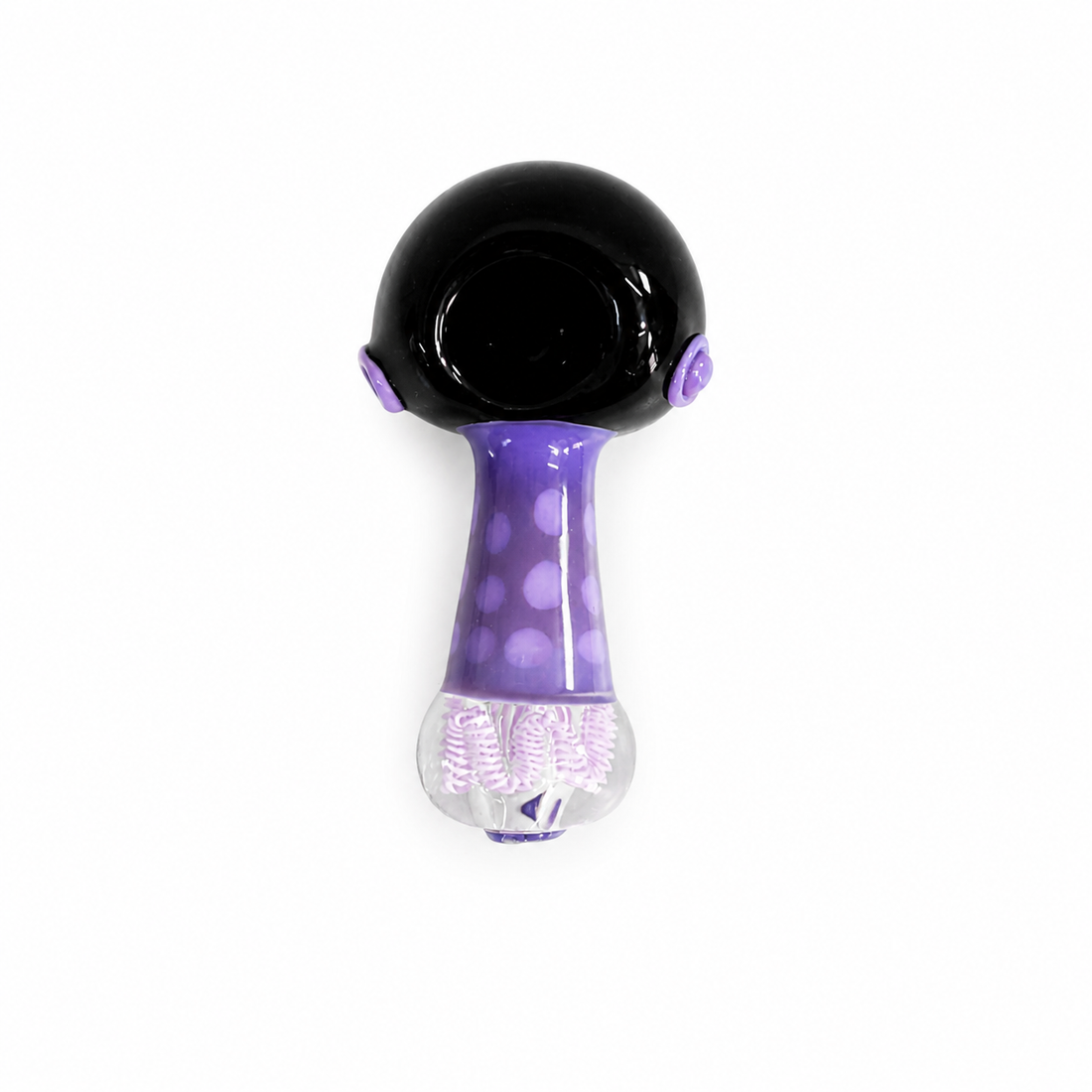 4.5" Black Crown & Pastel Spiral Base Glass Spoon Pipes