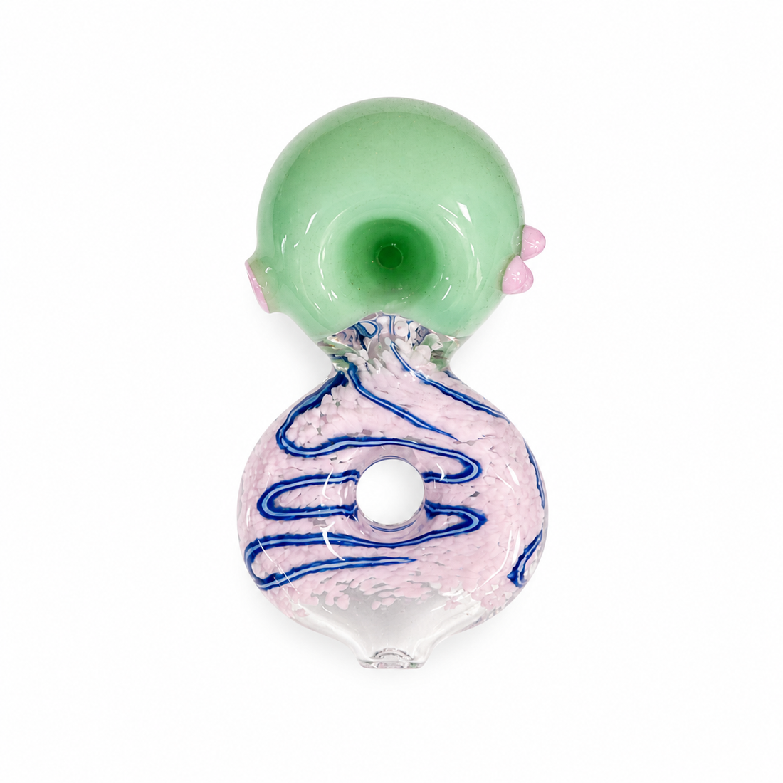 4.5" Donut Hole Handle Frosted Drizzle Glass Spoon Pipes