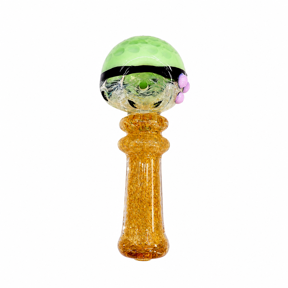 4.5" Color-Capped Frit-Textured Ribbed Glass Spoon Pipes